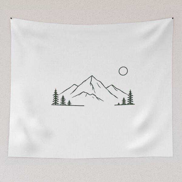 Item preview, Mystic Mountain Forest Line Art | Minimalist Nature Aesthetic | Retro Wilderness Design designed and sold by NBT-NOVA.