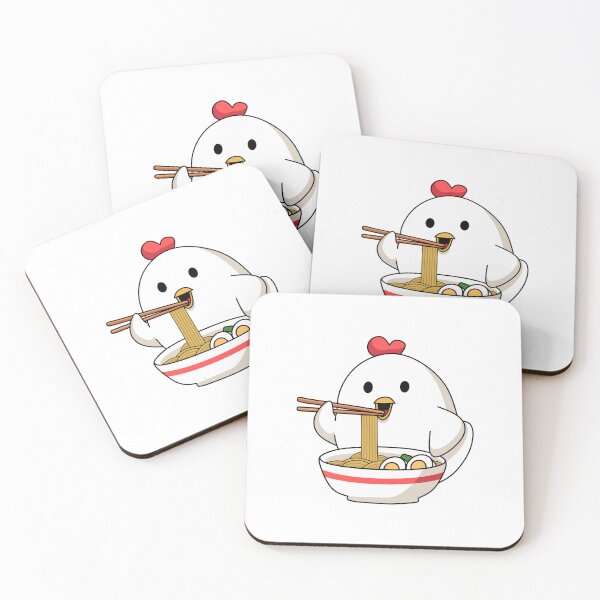 Item preview, Cute Kawaii Chicken Eating Ramen Bowl Anime Style designed and sold by debbiebento.