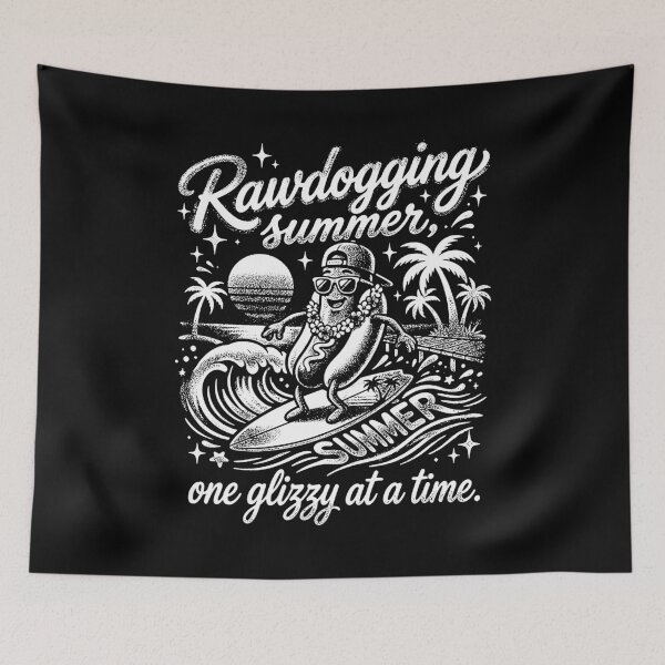 Item preview, Rawdogging Summer One Glizzy At A Time Funny Hot Dog Surfing Beach Vibes Tee designed and sold by graphixpolash.