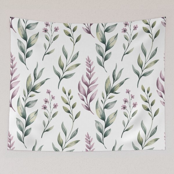 Item preview, Vibrant Neon Green Botanical Pattern | Purple Mauve Foliage Seamless Repeat designed and sold by Midnight Veil Designs.