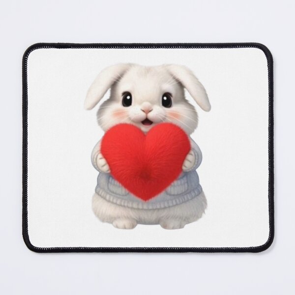 Item preview, Cute White Bunny in Sweater Hugging a Red Heart designed and sold by lovelistivkaa.