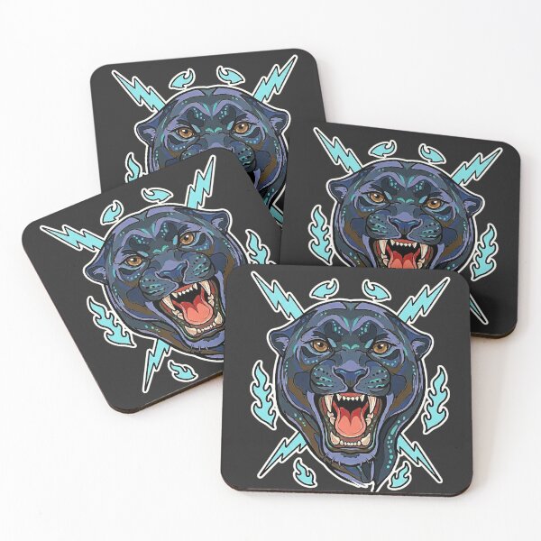 Item preview, Neon Cyan Electric Panther Tattoo T-Shirt designed and sold by rygenr8.