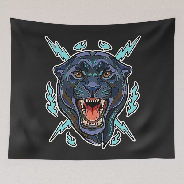 Item preview, Neon Cyan Electric Panther Tattoo T-Shirt designed and sold by rygenr8.