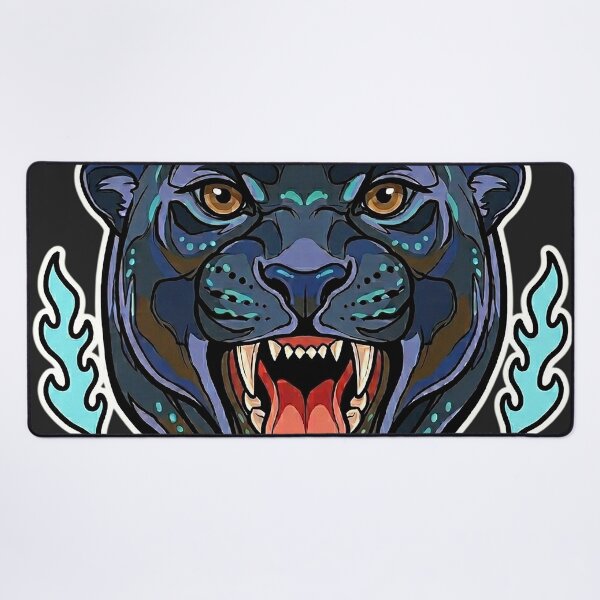 Item preview, Neon Cyan Electric Panther Tattoo T-Shirt designed and sold by rygenr8.