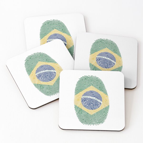 Item preview, Brazil Fingerprint Flag Shirt | Brazilian Pride Patriotic Graphic Tee designed and sold by Unik Design.