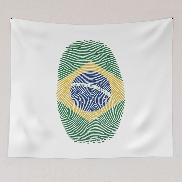 Item preview, Brazil Fingerprint Flag Shirt | Brazilian Pride Patriotic Graphic Tee designed and sold by Unik Design.