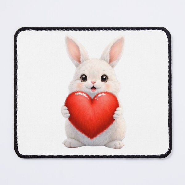 Item preview, Happy White Bunny Hugging a Giant Red Heart designed and sold by lovelistivkaa.