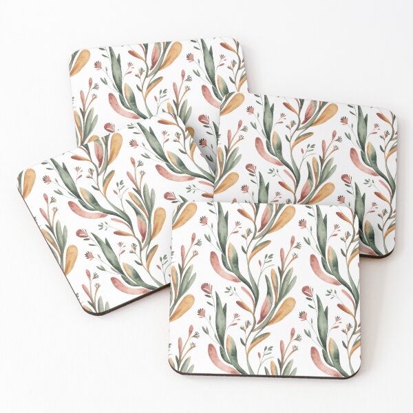 Item preview, Vibrant Electric Blue Botanical Pattern | Green Terracotta Foliage Seamless Repeat designed and sold by Midnight Veil Designs.