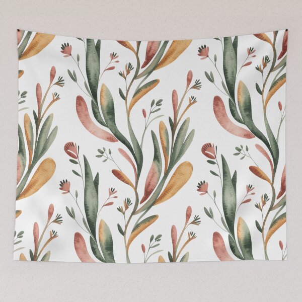 Item preview, Vibrant Electric Blue Botanical Pattern | Green Terracotta Foliage Seamless Repeat designed and sold by Midnight Veil Designs.