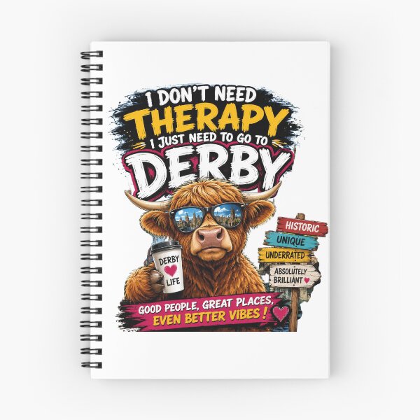 Item preview, I Don’t Need Therapy I Just Need to Go to Derby Highland Cow T-Shirt – Funny Derby UK Travel Graphic Tee designed and sold by Sushikidsntoddlers.