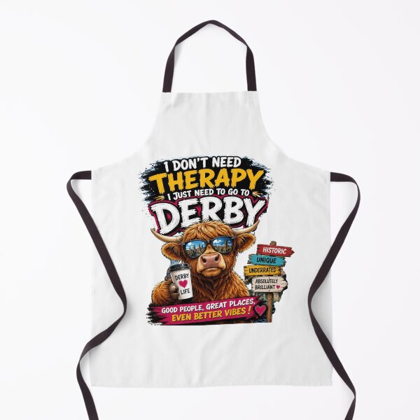 Item preview, I Don’t Need Therapy I Just Need to Go to Derby Highland Cow T-Shirt – Funny Derby UK Travel Graphic Tee designed and sold by Sushikidsntod.