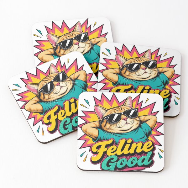 Item preview, Feline Good Funny Cool Cat Sunglasses Pop Art Cat Lover T-Shirt designed and sold by Five Reasons Designs.