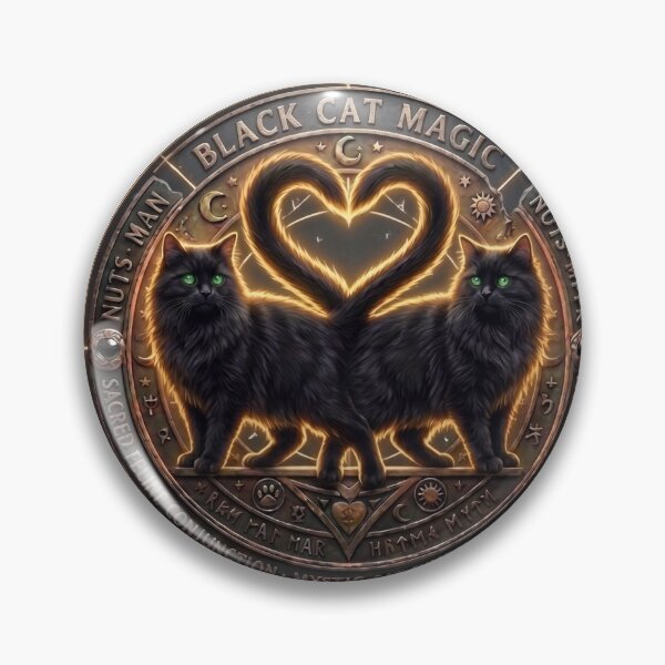 Item preview, Mystic Black Cats and Heart-Tail Alchemical Medallion designed and sold by Spiritualwall.