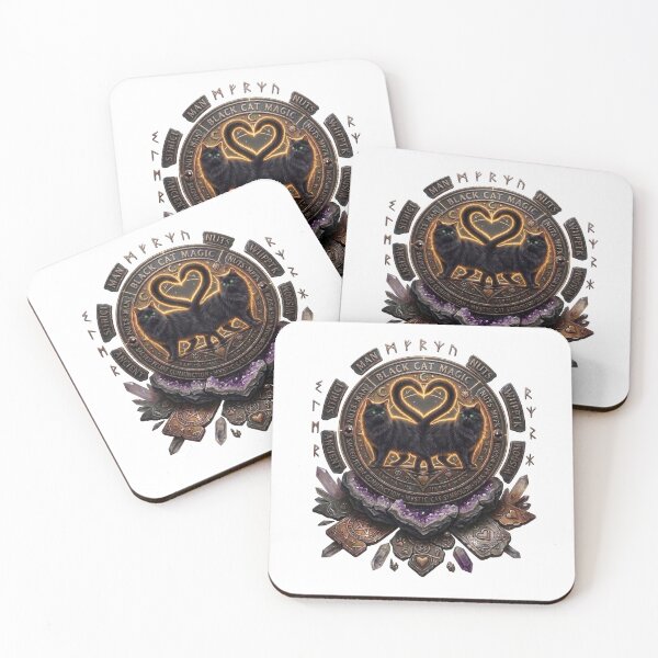Item preview, Mystic Black Cats and Heart-Tail Alchemical Medallion designed and sold by Spiritualwall.