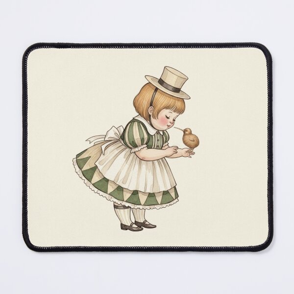 Item preview, Vintage Storybook Girl with a Tiny Kiwi Bird designed and sold by Pasteltone.