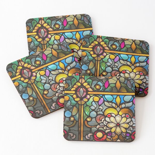 Item preview, Yellow Daisy Dark Mosaic Stained Glass Photo Texture designed and sold by DigitaICraft.