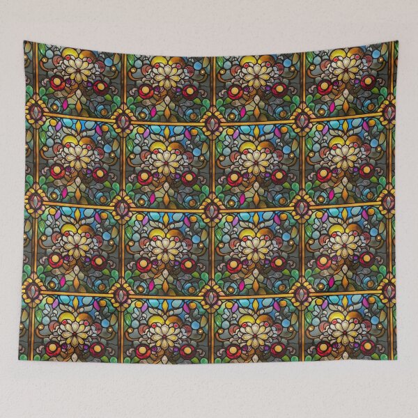 Item preview, Yellow Daisy Dark Mosaic Stained Glass Photo Texture designed and sold by DigitaICraft.