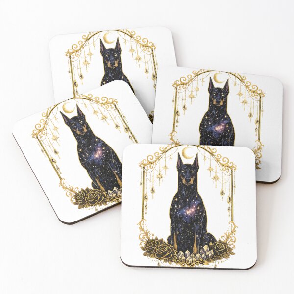 Item preview, Doberman Pinscher Celestial Moon Galaxy Stars Mystical Gothic Dog T-Shirt designed and sold by Five Reasons Designs.