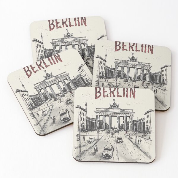 Item preview, Berlin Germany Vintage Travel Poster Brandenburg Gate City Illustration designed and sold by NarjaShop.
