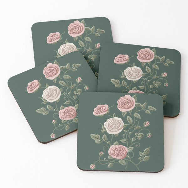 Item preview, Vintage Embroidered Rose Garden designed and sold by MegaNovaArt.