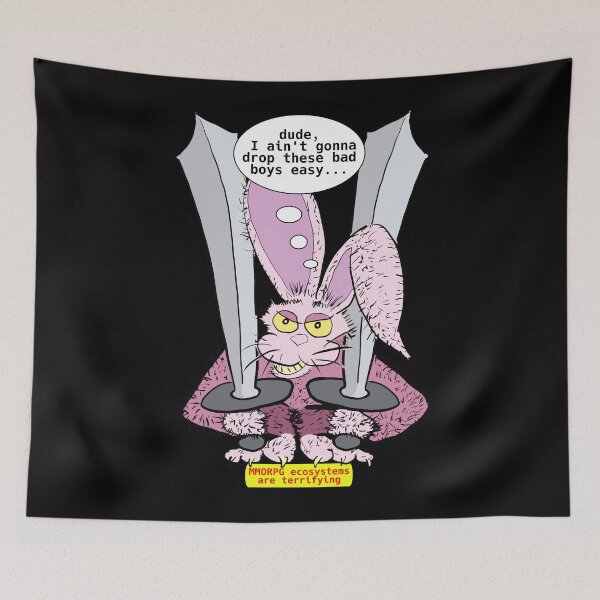 Item preview, MMORPG ecosystems are terrifying - even rabbits drop iron swords ! designed and sold by LittleGreyMan2026.