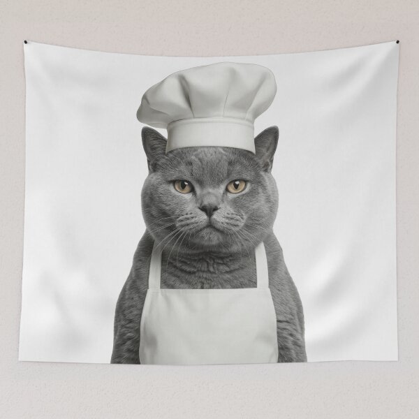 Item preview, Funny British Shorthair Cat Chef Realistic Animal Cooking Humor Art designed and sold by LazyOwlStore.