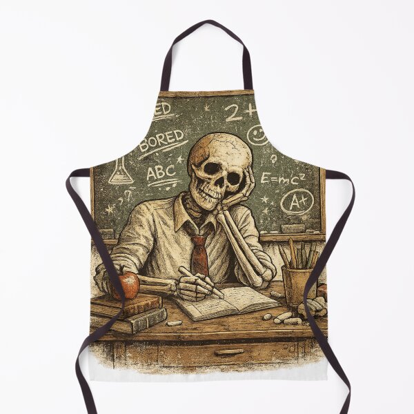 Item preview, Bored Skeleton Teacher Funny Vintage Chalkboard School Humor T-Shirt designed and sold by Five Reasons Designs.