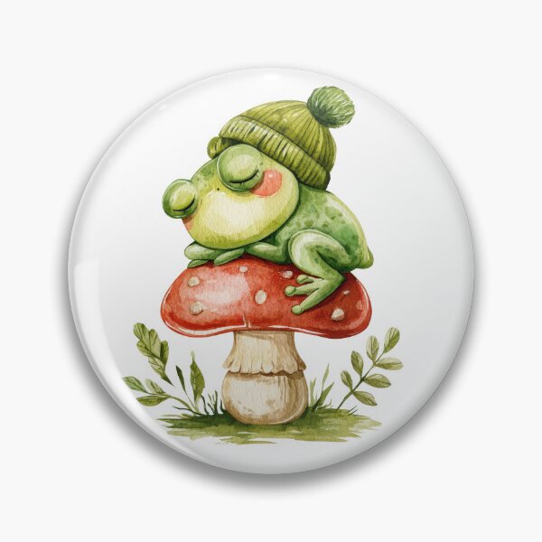 Item preview, Cozy Sleepy Frog on Mushroom Cottagecore Design designed and sold by VikArt7.