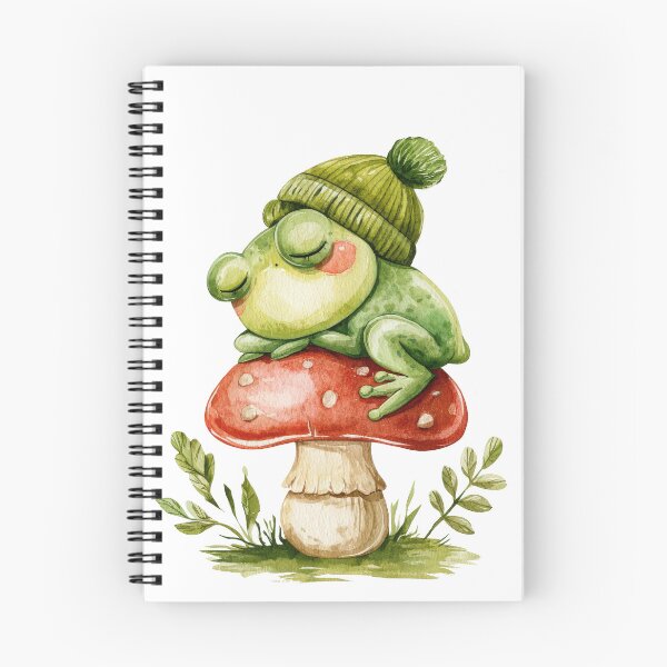 Item preview, Cozy Sleepy Frog on Mushroom Cottagecore Design designed and sold by VikArt7.