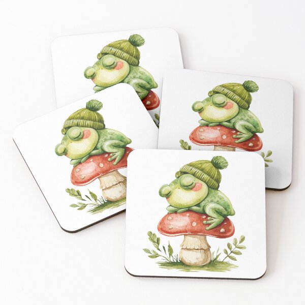 Item preview, Cozy Sleepy Frog on Mushroom Cottagecore Design designed and sold by VikArt7.