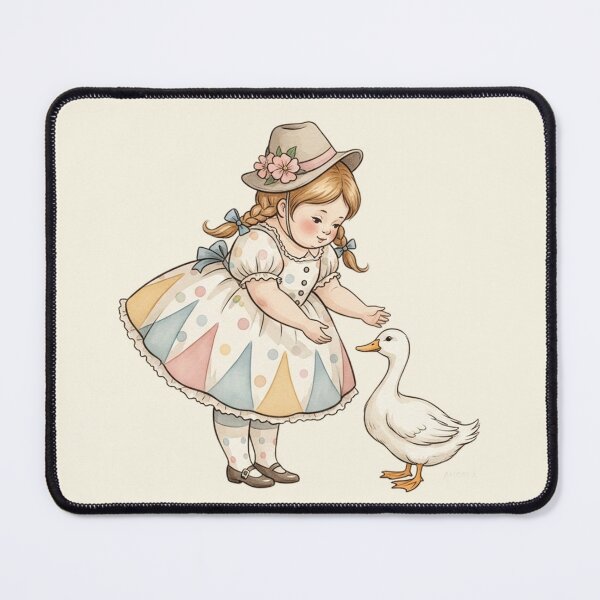 Item preview, Whimsical Girl Meeting a Friendly Duck designed and sold by Pasteltone.
