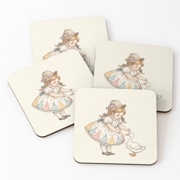 Item preview, Whimsical Girl Meeting a Friendly Duck designed and sold by Pasteltone.