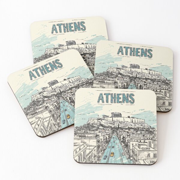 Item preview, Athens Greece Vintage Travel Poster Acropolis City Illustration designed and sold by NarjaShop.