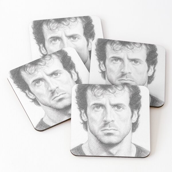 Item preview, Black & White Action Hero Pencil Portrait Art Print | Realistic Monochrome Digital Sketch Wall Decor designed and sold by Leon Woods Pencil Art.