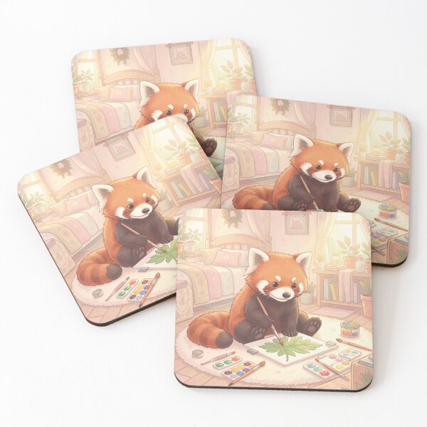 Item preview, Cute Red Panda Artist Painting Whimsical Art designed and sold by SoftAuraStudi0.