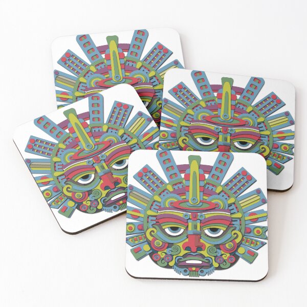 Item preview, Aztec Sun Mask - Transparent Pre-Columbian Tribal PNG Sticker designed and sold by Keltoi-art.
