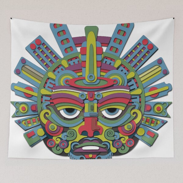 Item preview, Aztec Sun Mask - Transparent Pre-Columbian Tribal PNG Sticker designed and sold by Keltoi-art.