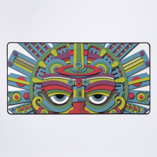 Item preview, Aztec Sun Mask - Transparent Pre-Columbian Tribal PNG Sticker designed and sold by Keltoi-art.