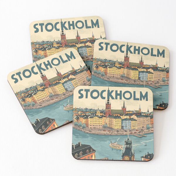 Item preview, Stockholm Sweden Vintage Travel Poster Scandinavian City Illustration designed and sold by NarjaShop.