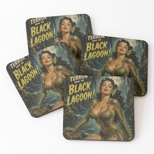 Item preview, Black Lagoon Siren Retro Horror Pin Up Monster Movie Poster designed and sold by MissSaylor.