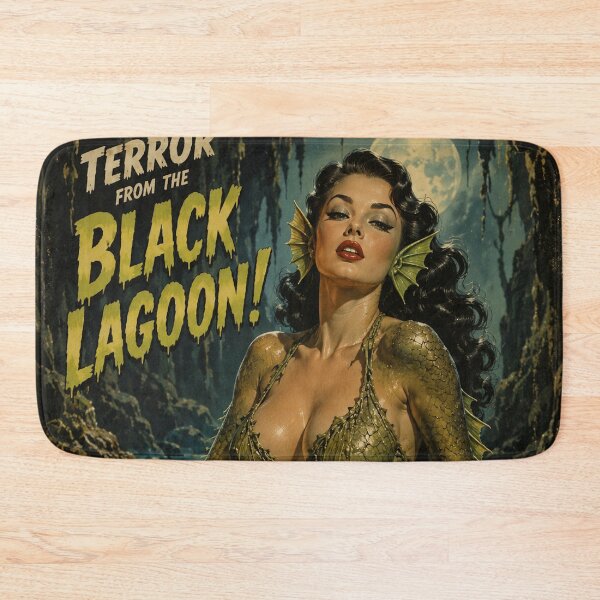 Item preview, Black Lagoon Siren Retro Horror Pin Up Monster Movie Poster designed and sold by MissSaylor.