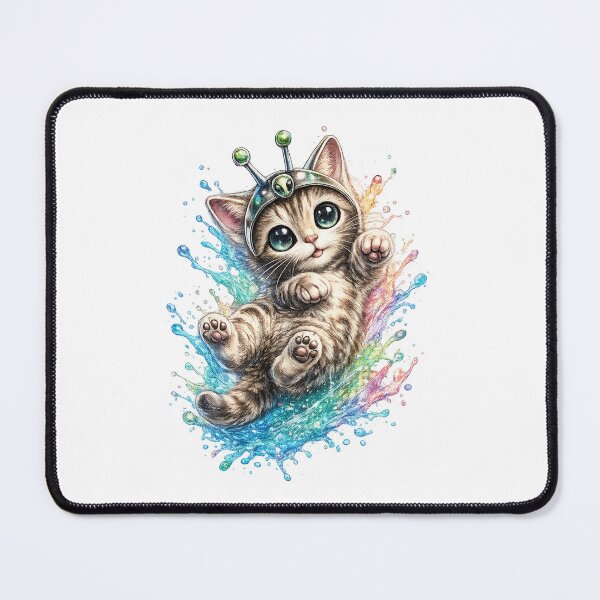 Item preview, Cute Alien Cat Water Splash Shirt – Kawaii Cosmic Kitty Graphic Tee 2026 T-Shirt designed and sold by afr-saad.