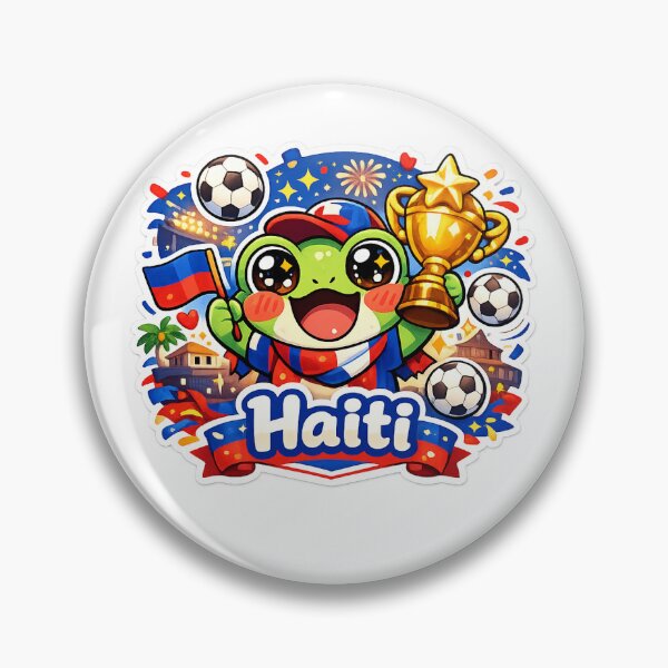 Artikelvorschau, Haiti Kawaii Frosch Fußballfan Sticker entworfen und verkauft von Cozy404Lab.