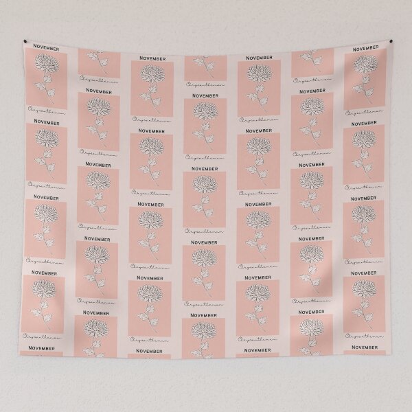 Item preview, Peach Chrysanthemum November Birth Flower Pretty Illustration designed and sold by winterpumpkin.