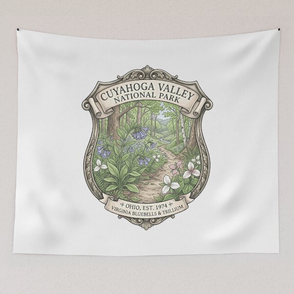 Item preview, Cuyahoga Valley National Park Ohio Est. 1974 Virginia Bluebells & Trillium National Park Enthusiast designed and sold by Simsimah26Parks.