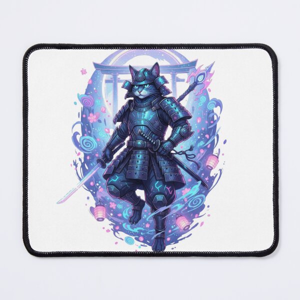 Item preview, Neon Samurai Cat - Ethereal Cyberpunk Warrior designed and sold by AIDreamsArt.