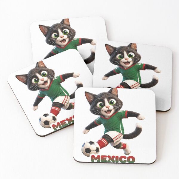 Item preview, Sticker - Decal - Soccer Spirit: Mexico Cat Kicker designed and sold by ForeverPrintsOK.
