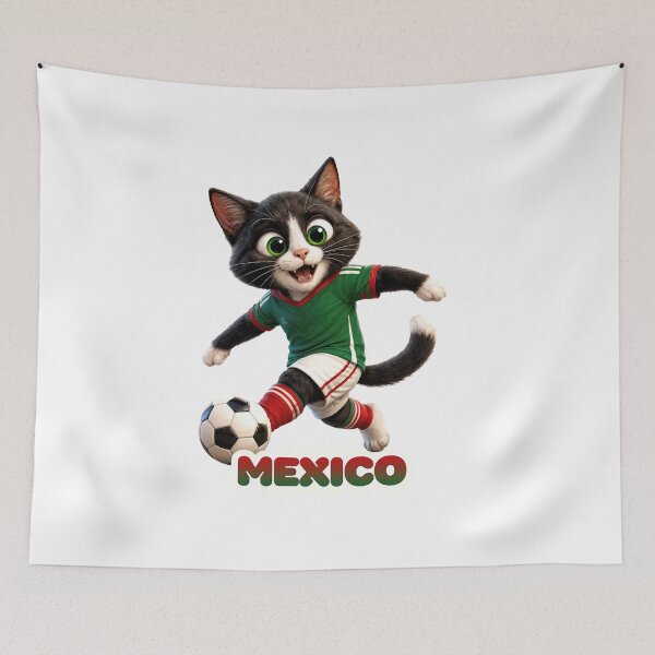 Item preview, Sticker - Decal - Soccer Spirit: Mexico Cat Kicker designed and sold by ForeverPrintsOK.