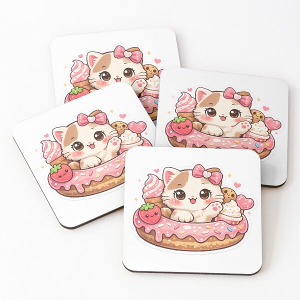 Item preview, Cute Kawaii Cat Donut Sticker designed and sold by PixelMood Stickers.
