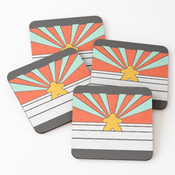 Item preview, Abstract Retro Meeple Stripes Sunburst Turquoise Orange Black  designed and sold by TackyTime.